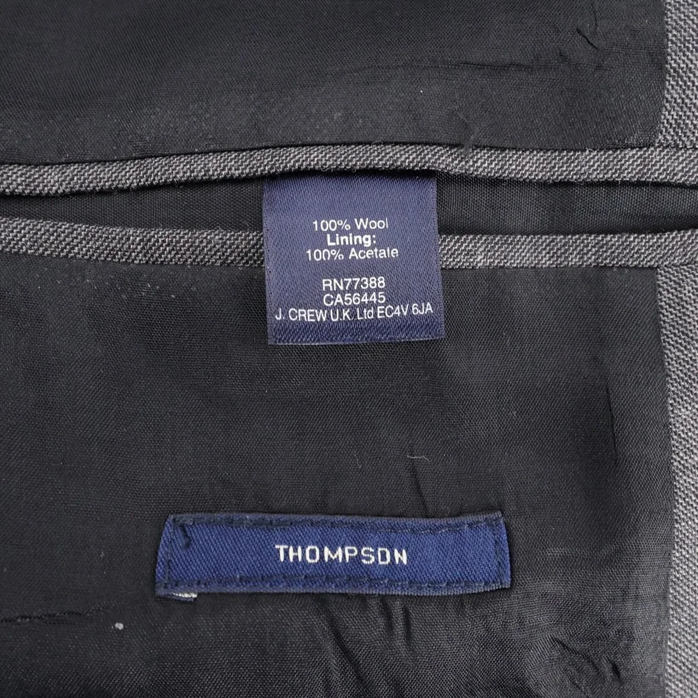 J. Crew Thompson 100% Wool 2-Piece‎ Suit Grey Mens 42R 34x28